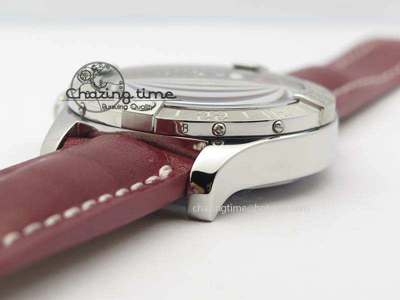 Avenger II GMT SS Black Dial Arabic Numerals Markers On Leather Strap A2836