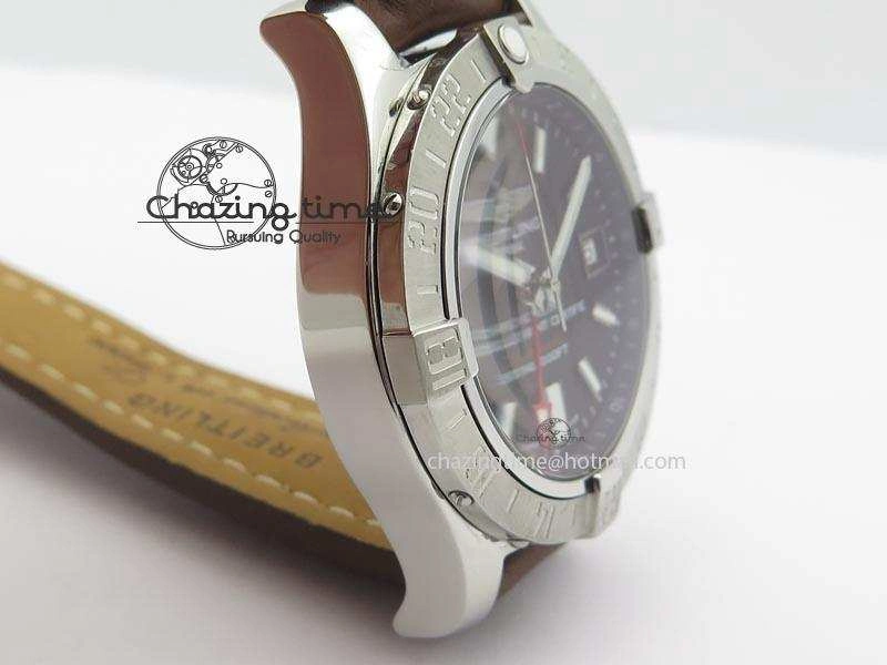 Avenger II GMT SS Black Dial On Brown Leather Strap A2836