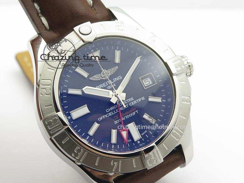Avenger II GMT SS Black Dial On Brown Leather Strap A2836