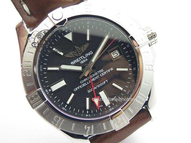 Avenger II GMT SS Black Dial On Brown Leather Strap A2836