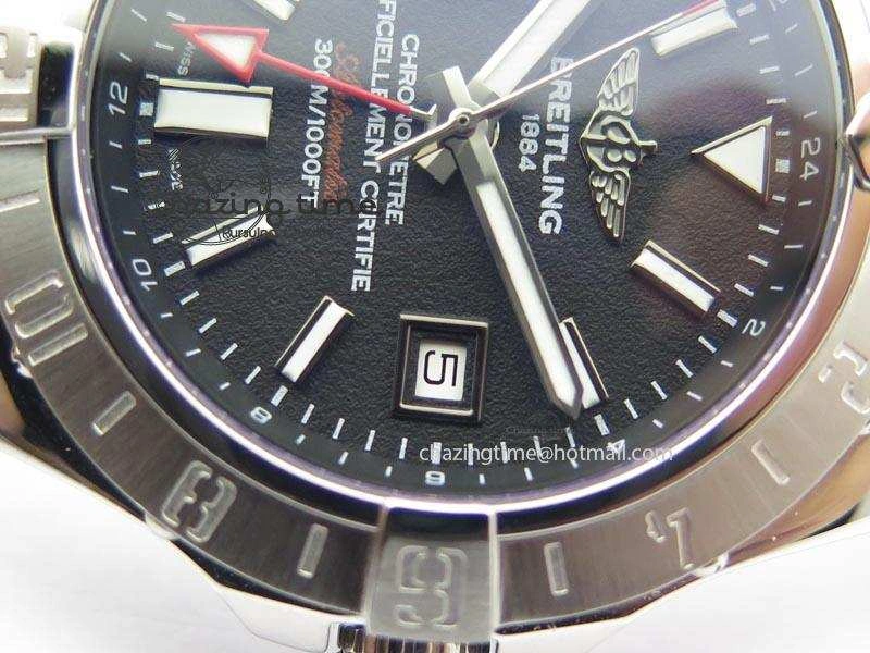 Avenger II GMT SS Black Dial On Brown Leather Strap A2836