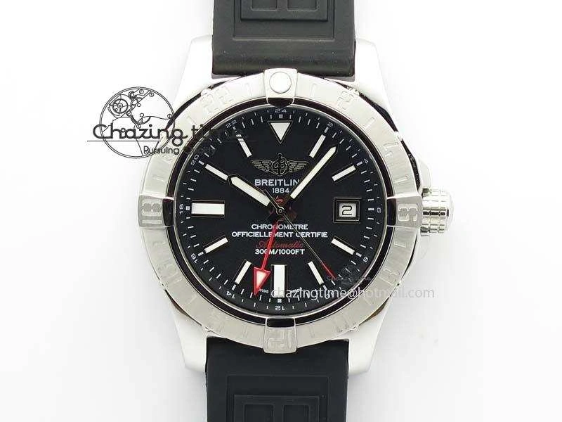 Avenger II GMT SS Black Dial On Rubber Strap A2836