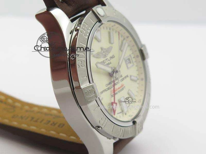 Avenger II GMT SS Cream Dial On Brown Leather Strap A2836