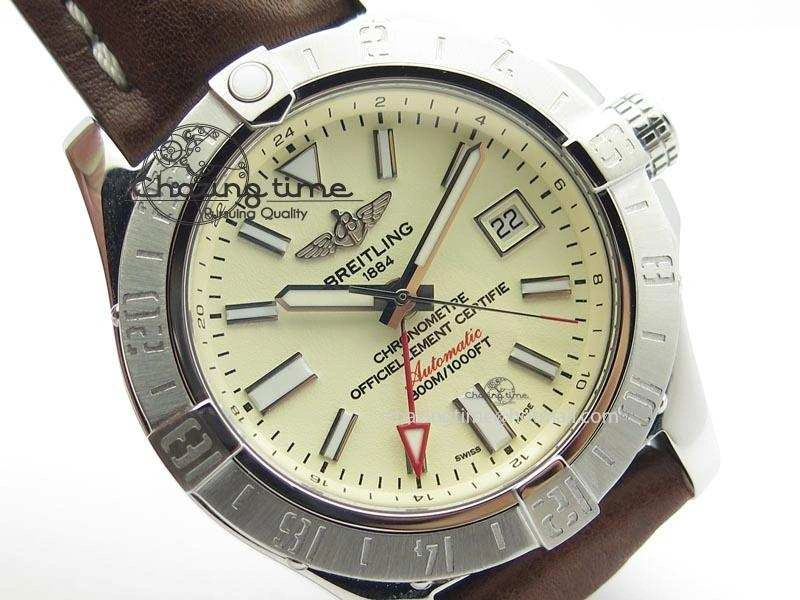 Avenger II GMT SS Cream Dial On Brown Leather Strap A2836