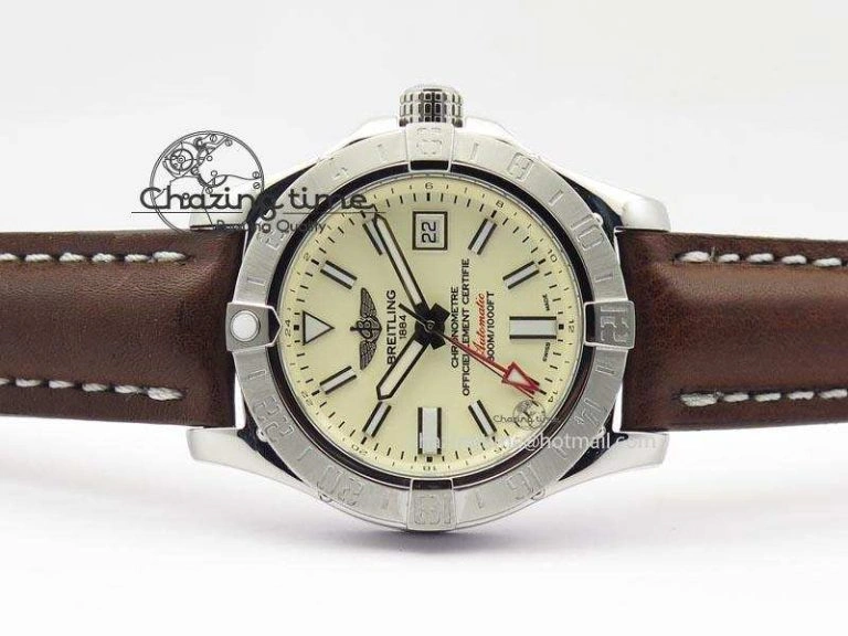 Avenger II GMT SS Cream Dial On Brown Leather Strap A2836