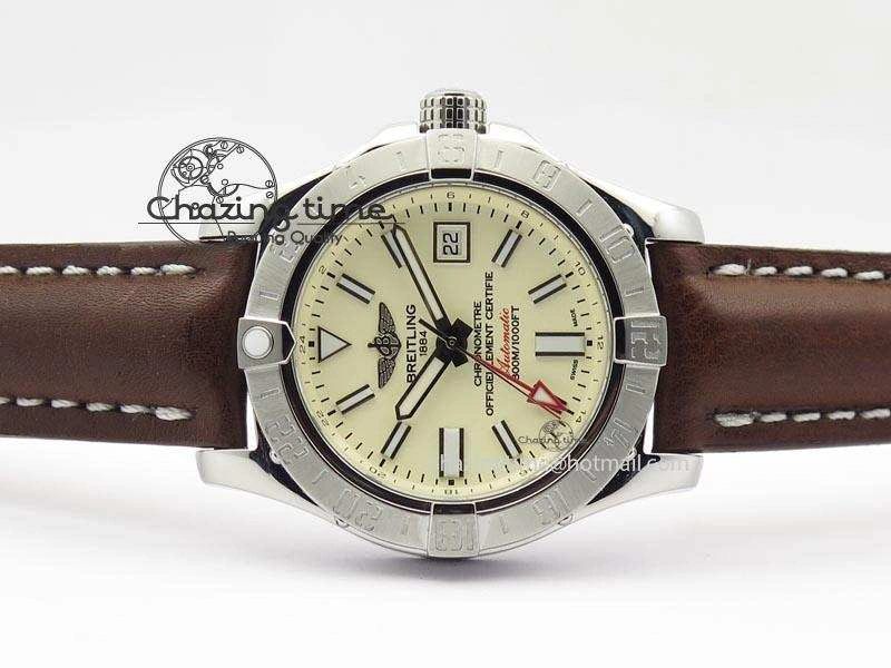 Avenger II GMT SS Cream Dial On Brown Leather Strap A2836