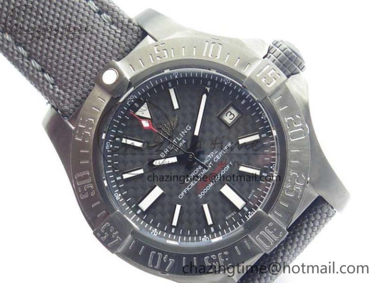 Avenger II Seawolf DLC Best Edition Black CF Dial On Nylon Strap A2836 (Free Leather Strap) V2