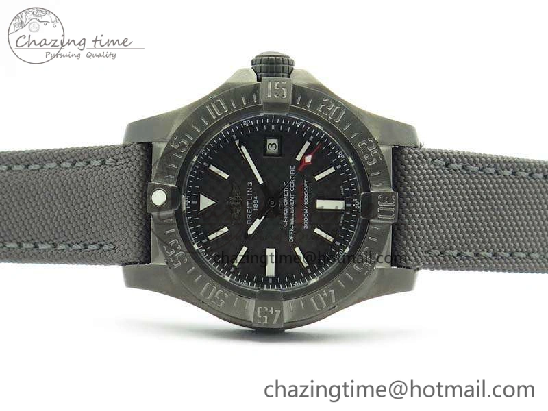 Avenger II Seawolf DLC Best Edition Black CF Dial On Nylon Strap A2836 (Free Leather Strap) V2