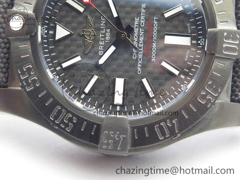 Avenger II Seawolf DLC Best Edition Black CF Dial On Nylon Strap A2836 (Free Leather Strap) V2