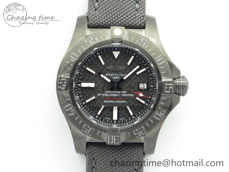 Avenger II Seawolf DLC Best Edition Black CF Dial On Nylon Strap A2836 (Free Leather Strap) V2