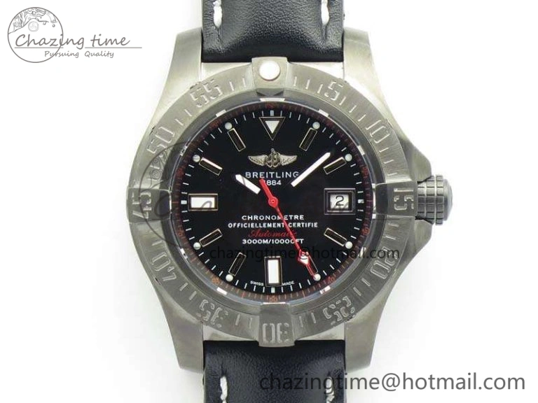 Avenger II Seawolf DLC Best Edition Black Stick Dial On Leather Strap A2836 (Free Leather Strap) V2