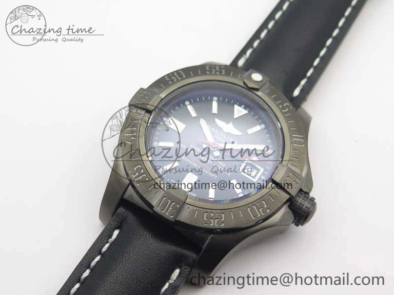 Avenger II Seawolf DLC Best Edition Black Stick Dial On Leather Strap A2836 (Free Leather Strap) V2