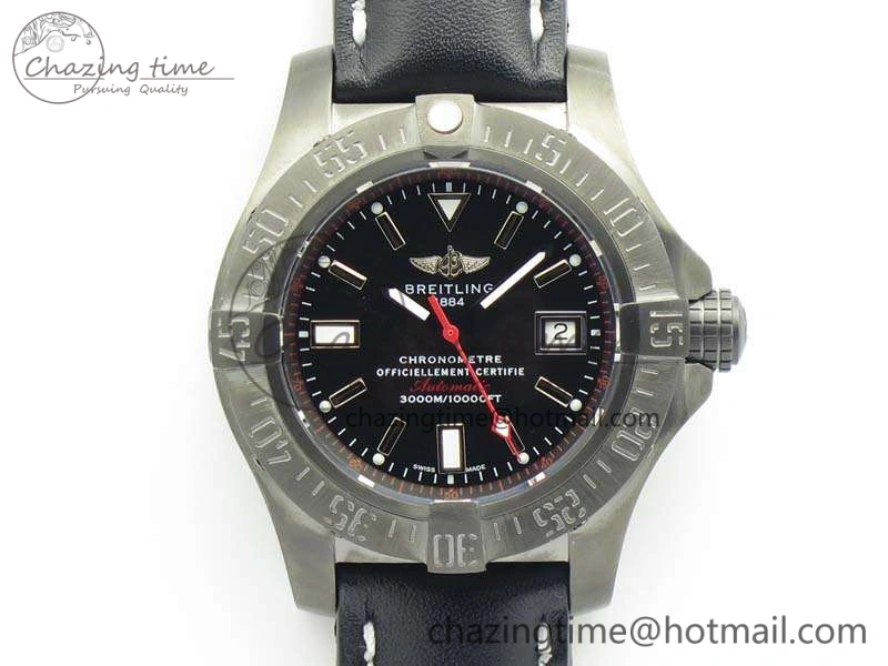 Avenger II Seawolf DLC Best Edition Black Stick Dial On Leather Strap A2836 (Free Leather Strap) V2