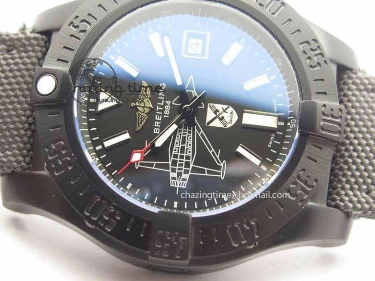 Avenger II Seawolf PVD Black Dial On Gray Nylon Strap A2836
