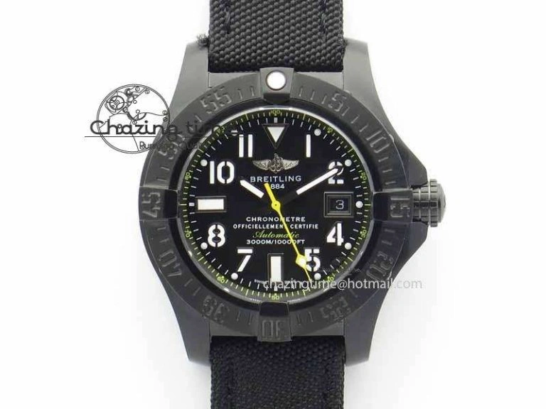 Avenger II Seawolf PVD Black Dial Yellow Markers On Black Nylon Strap A2836