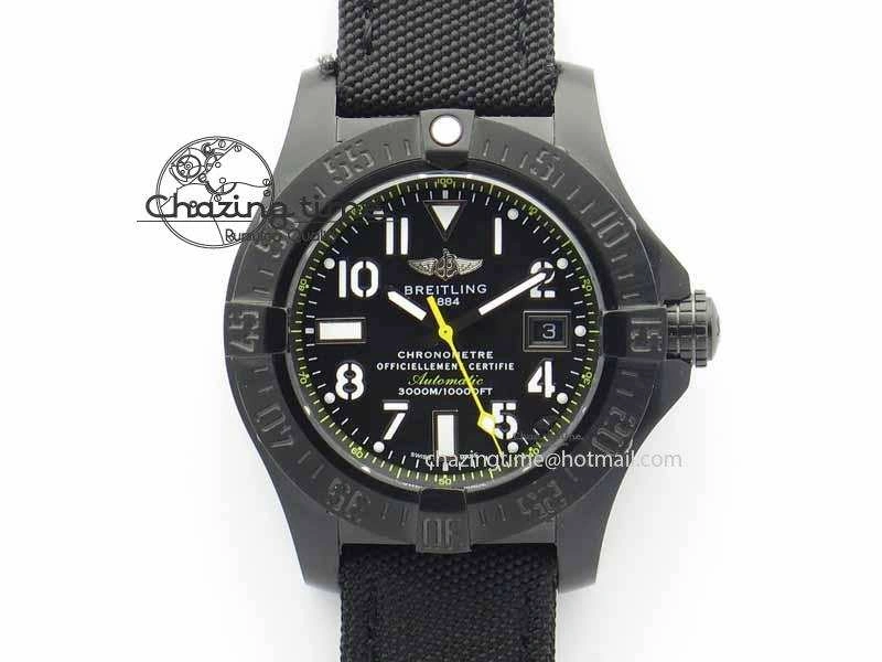 Avenger II Seawolf PVD Black Dial Yellow Markers On Black Nylon Strap A2836