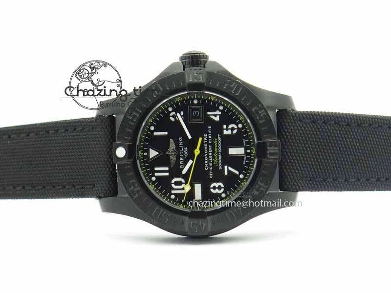 Avenger II Seawolf PVD Black Dial Yellow Markers On Black Nylon Strap A2836