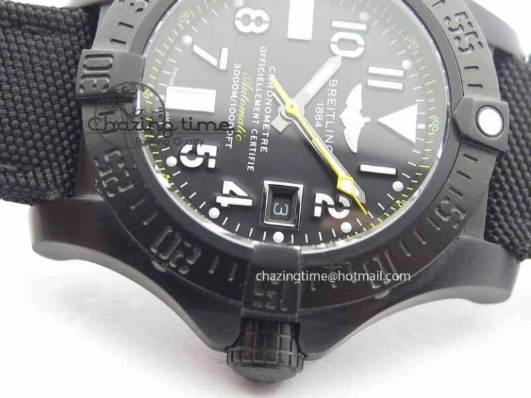 Avenger II Seawolf PVD Black Dial Yellow Markers On Black Nylon Strap A2836