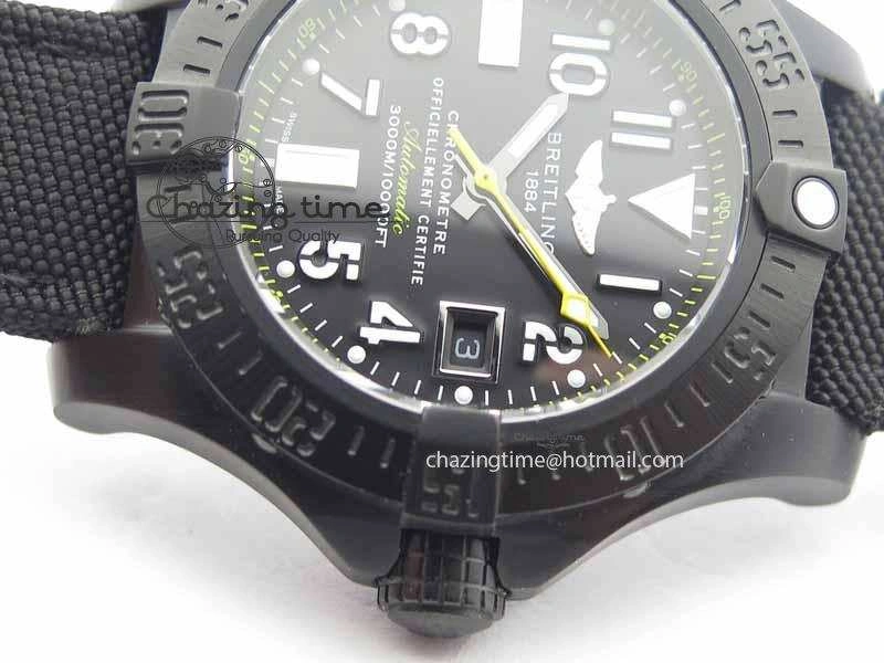 Avenger II Seawolf PVD Black Dial Yellow Markers On Black Nylon Strap A2836