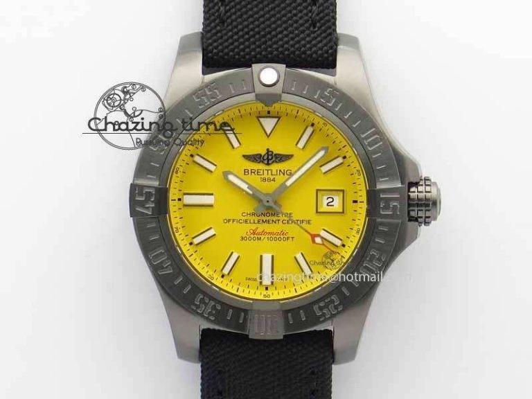 Avenger II Seawolf PVD GF 1:1 Best Edition Yellow Dial On Black Nylon Strap A2824