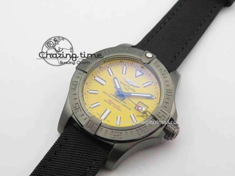 Avenger II Seawolf PVD GF 1:1 Best Edition Yellow Dial On Black Nylon Strap A2824