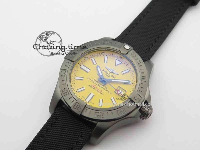 Avenger II Seawolf PVD GF 1:1 Best Edition Yellow Dial On Black Nylon Strap A2824