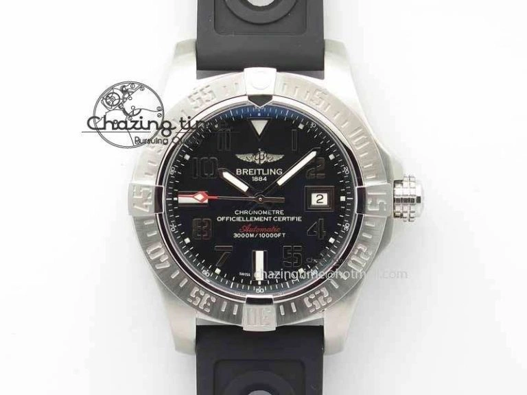 Avenger II Seawolf SS GF 1:1 Best Edition Black Dial On Black Rubber Strap A2836