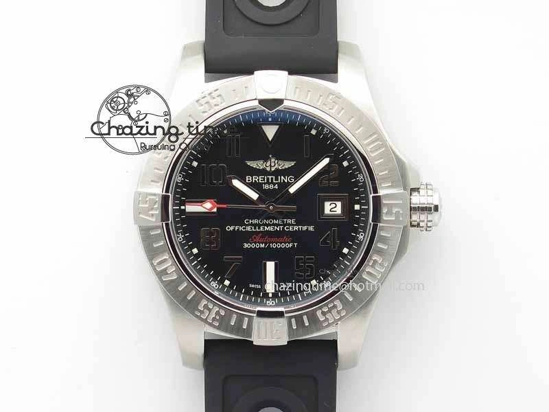 Avenger II Seawolf SS GF 1:1 Best Edition Black Dial On Black Rubber Strap A2836