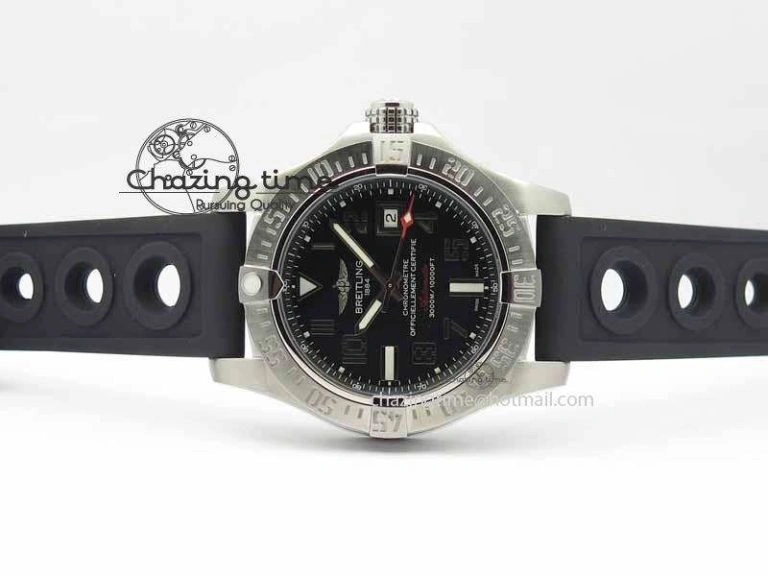 Avenger II Seawolf SS GF 1:1 Best Edition Black Dial On Black Rubber Strap A2836