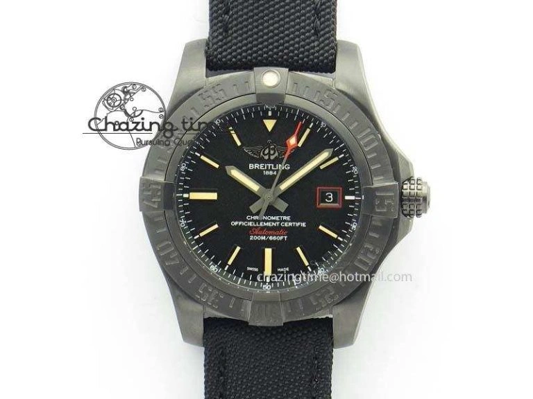 Avenger Seawolf DLC GF 1:1 Best Edition Black Dial On Black Nylon Strap A2824