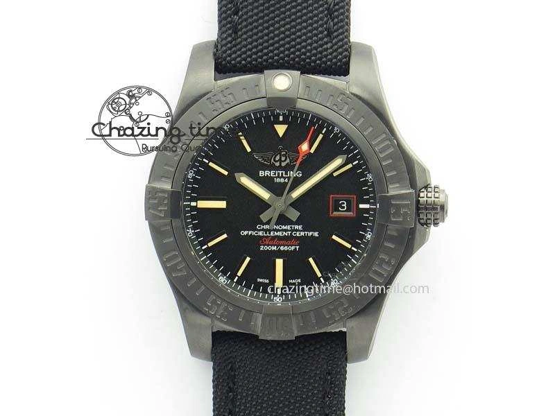 Avenger Seawolf DLC GF 1:1 Best Edition Black Dial On Black Nylon Strap A2824