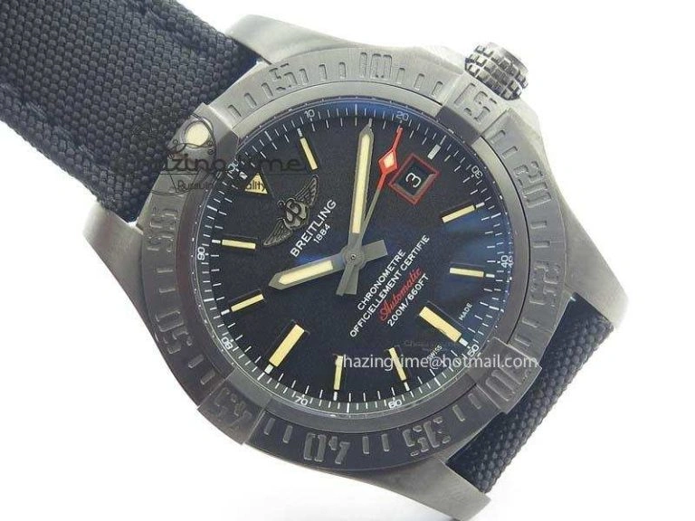 Avenger Seawolf DLC GF 1:1 Best Edition Black Dial On Black Nylon Strap A2824