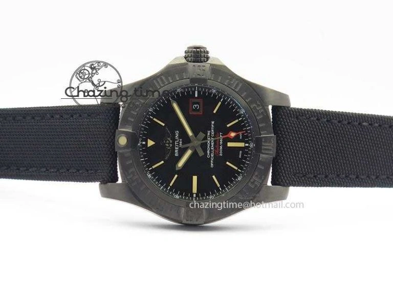 Avenger Seawolf DLC GF 1:1 Best Edition Black Dial On Black Nylon Strap A2824
