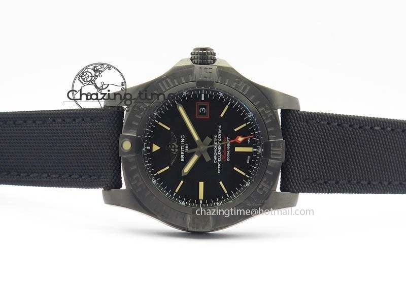 Avenger Seawolf DLC GF 1:1 Best Edition Black Dial On Black Nylon Strap A2824