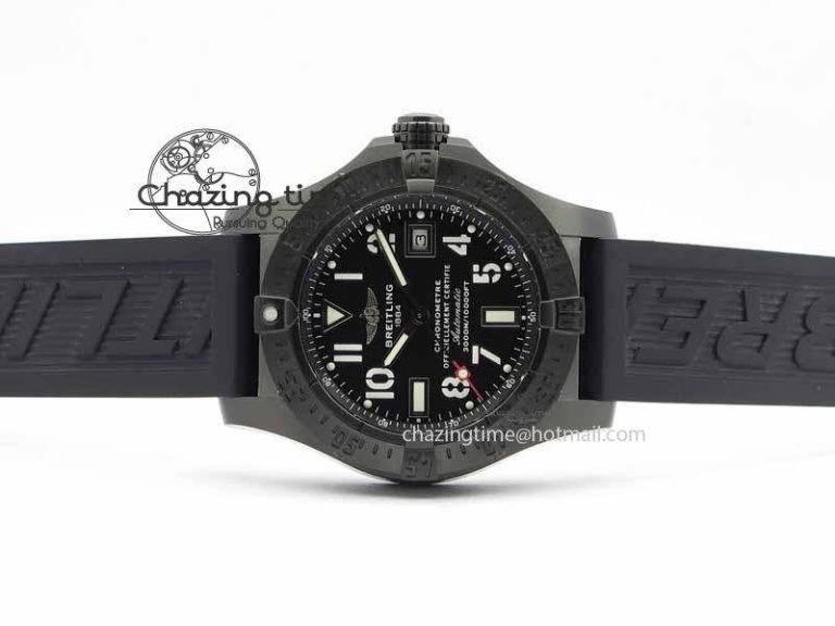 Avenger Seawolf DLC HF 1:1 Best Edition Black Dial On Black Rubber Strap A25J