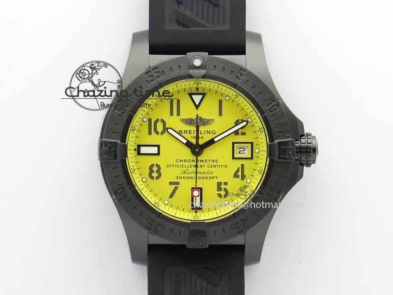 Avenger Seawolf DLC HF 1:1 Best Edition Yellow Dial On Black Rubber Strap A25J