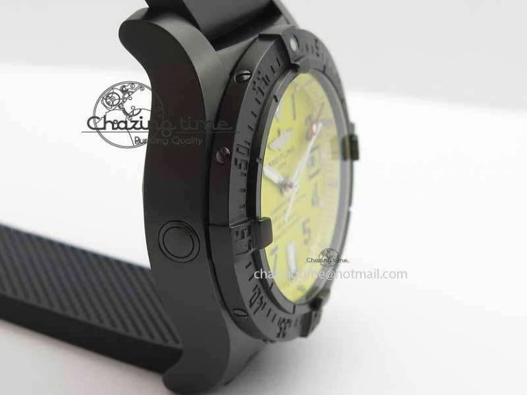 Avenger Seawolf DLC HF 1:1 Best Edition Yellow Dial On Black Rubber Strap A25J