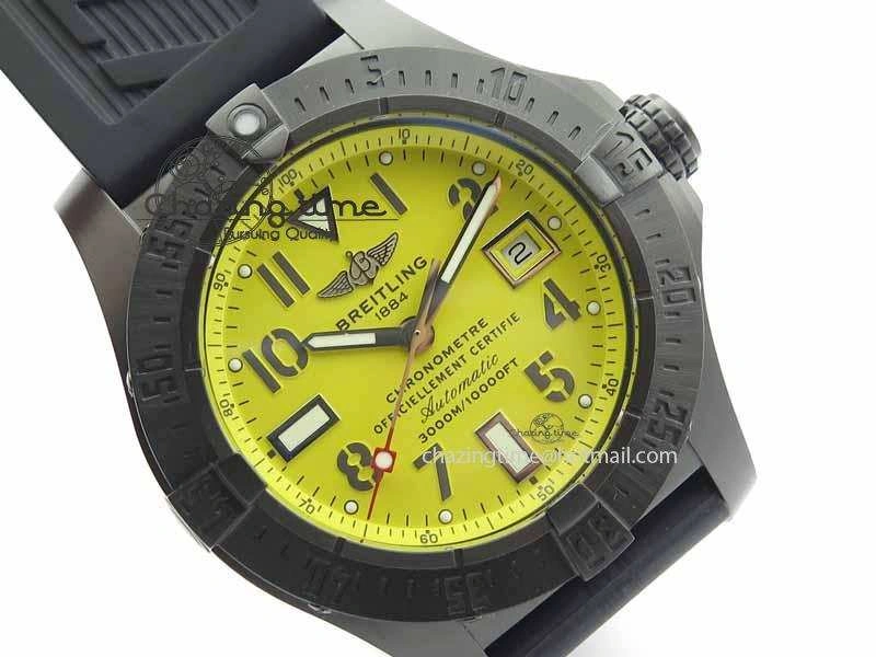 Avenger Seawolf DLC HF 1:1 Best Edition Yellow Dial On Black Rubber Strap A25J