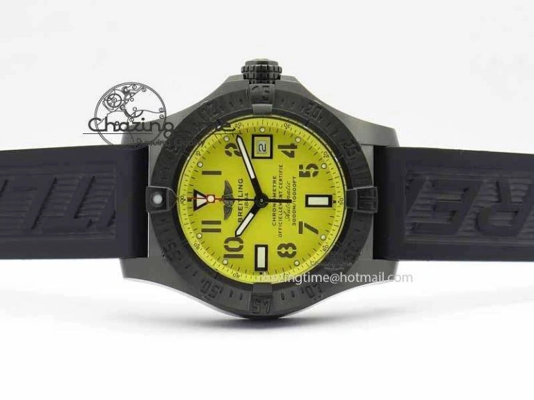 Avenger Seawolf DLC HF 1:1 Best Edition Yellow Dial On Black Rubber Strap A25J
