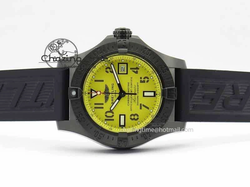 Avenger Seawolf DLC HF 1:1 Best Edition Yellow Dial On Black Rubber Strap A25J