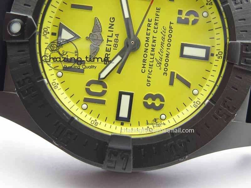 Avenger Seawolf DLC HF 1:1 Best Edition Yellow Dial On Black Rubber Strap A25J