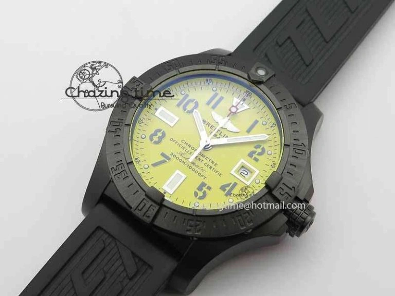 Avenger Seawolf DLC HF 1:1 Best Edition Yellow Dial On Black Rubber Strap A25J