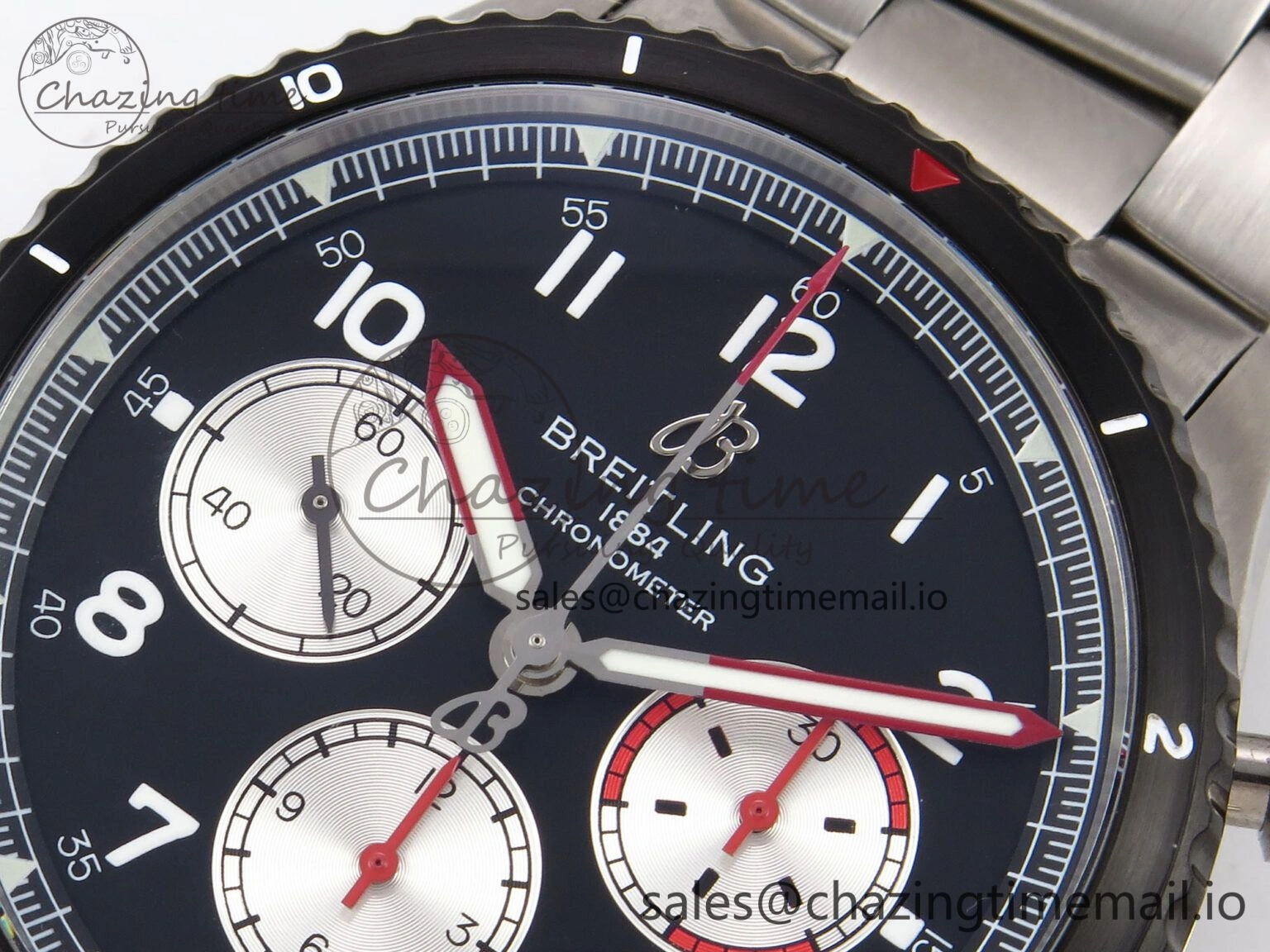 Aviator 8 Chrono SS EF 1:1 Best Edition Black Dial Arabic Bezel on SS Bracelet A7750