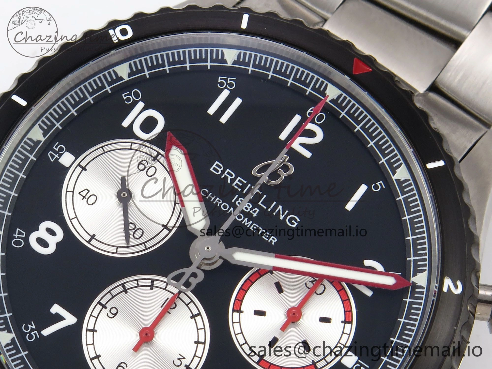 Aviator 8 Chrono SS EF 1:1 Best Edition Black Dial Arabic Bezel on SS Bracelet A7750