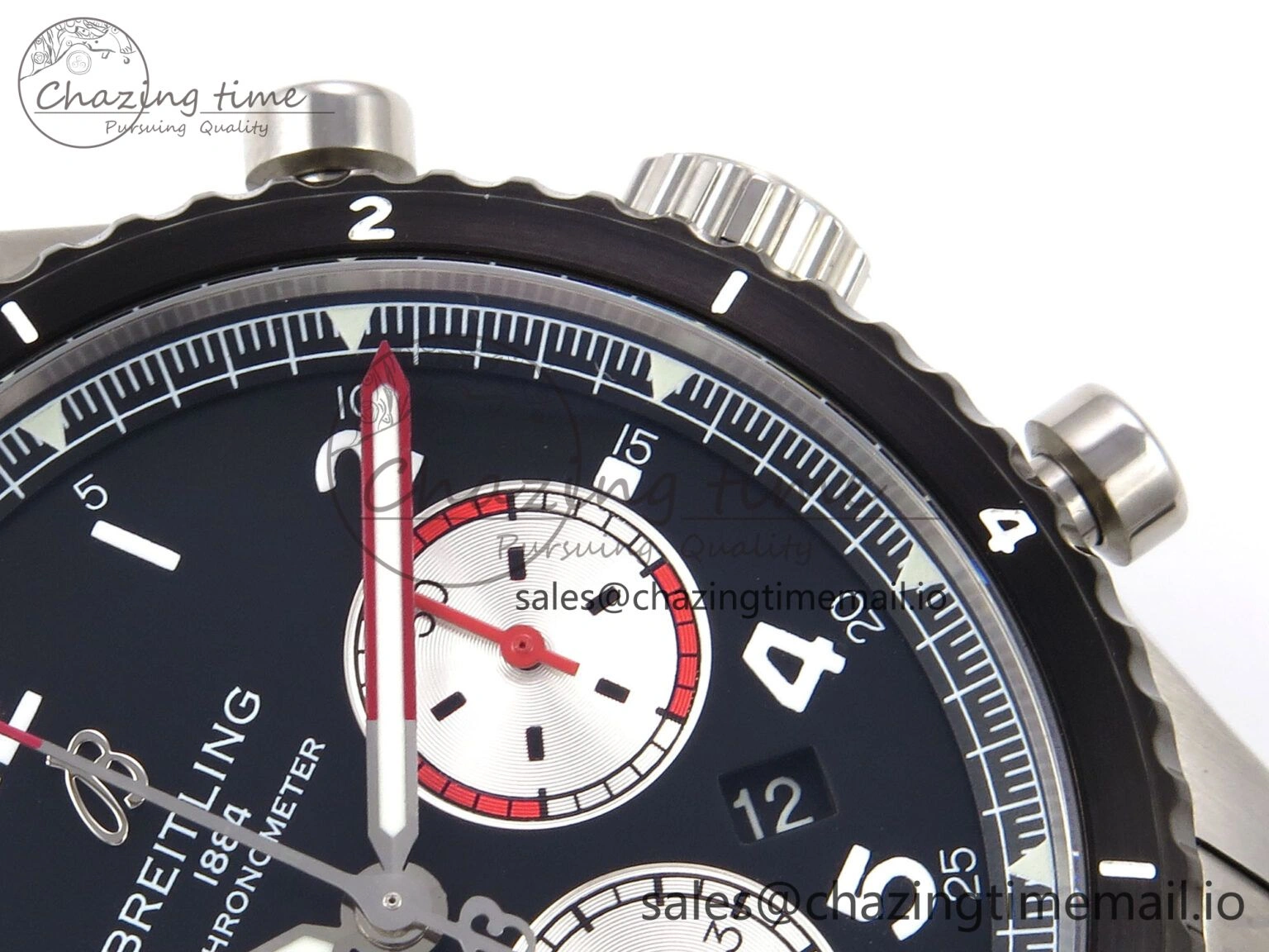 Aviator 8 Chrono SS EF 1:1 Best Edition Black Dial Arabic Bezel on SS Bracelet A7750