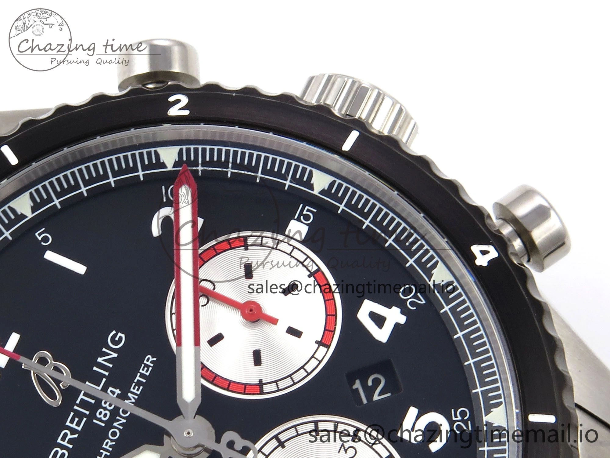 Aviator 8 Chrono SS EF 1:1 Best Edition Black Dial Arabic Bezel on SS Bracelet A7750