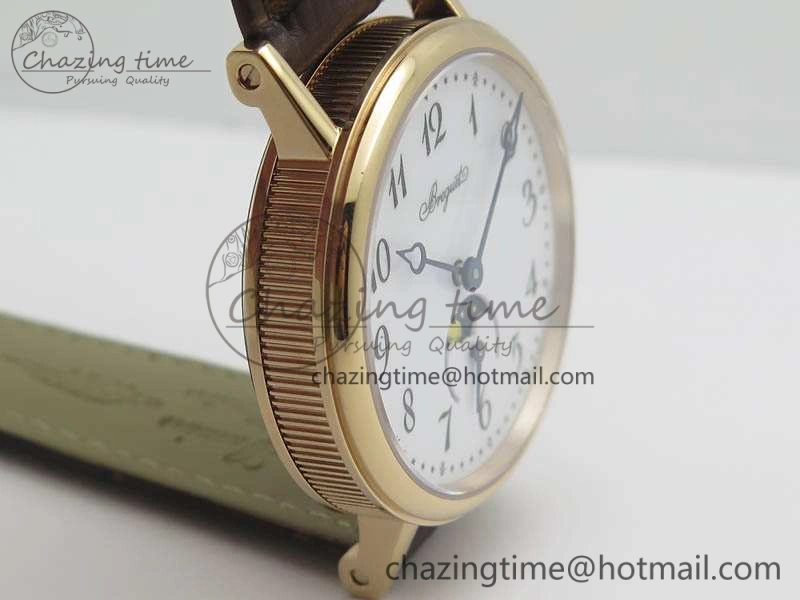 BG 9087BB Moonphase RG 1:1 Best Edition White Dial On Brown Leather Strap Cal.770