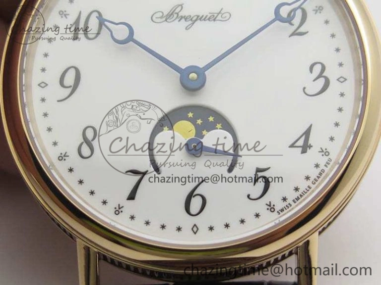 BG 9087BB Moonphase RG 1:1 Best Edition White Dial On Brown Leather Strap Cal.770