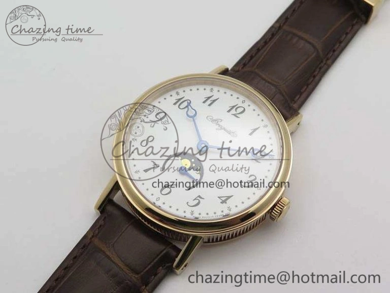 BG 9087BB Moonphase RG 1:1 Best Edition White Dial On Brown Leather Strap Cal.770