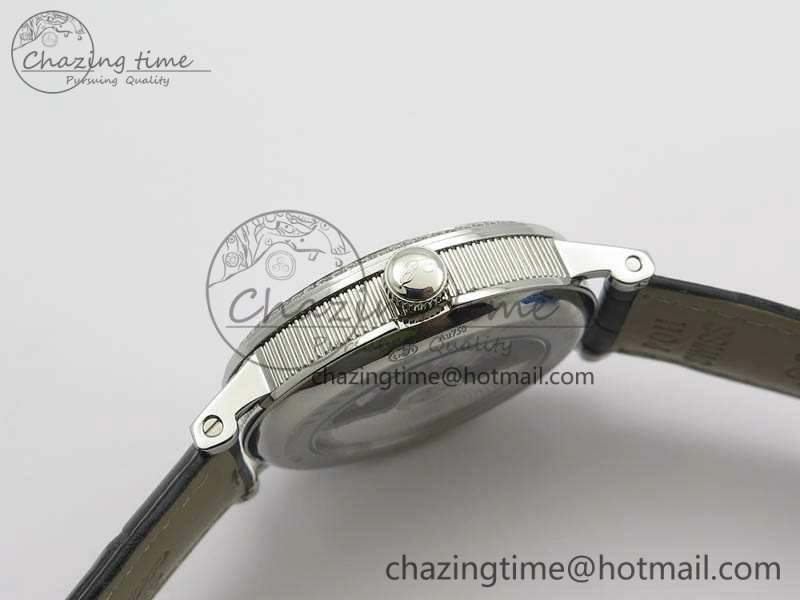 BG 9087BB Moonphase SS 1:1 Best Edition White Dial Diamond Bezel On Black Leather Strap Cal.770